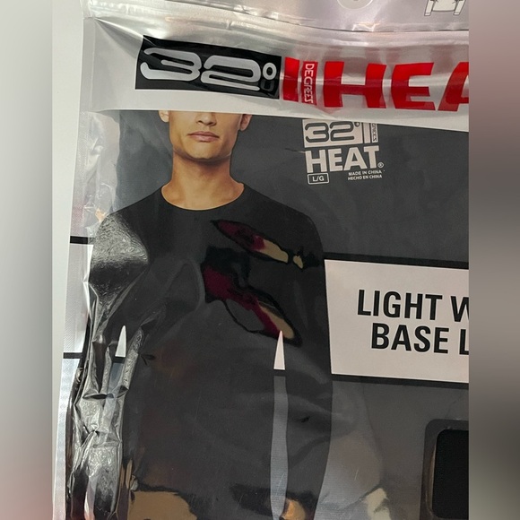 32Degrees Mens Light Weight Base Layer Crew Neck Solid Black New Warm Dry Lg - Picture 6 of 6